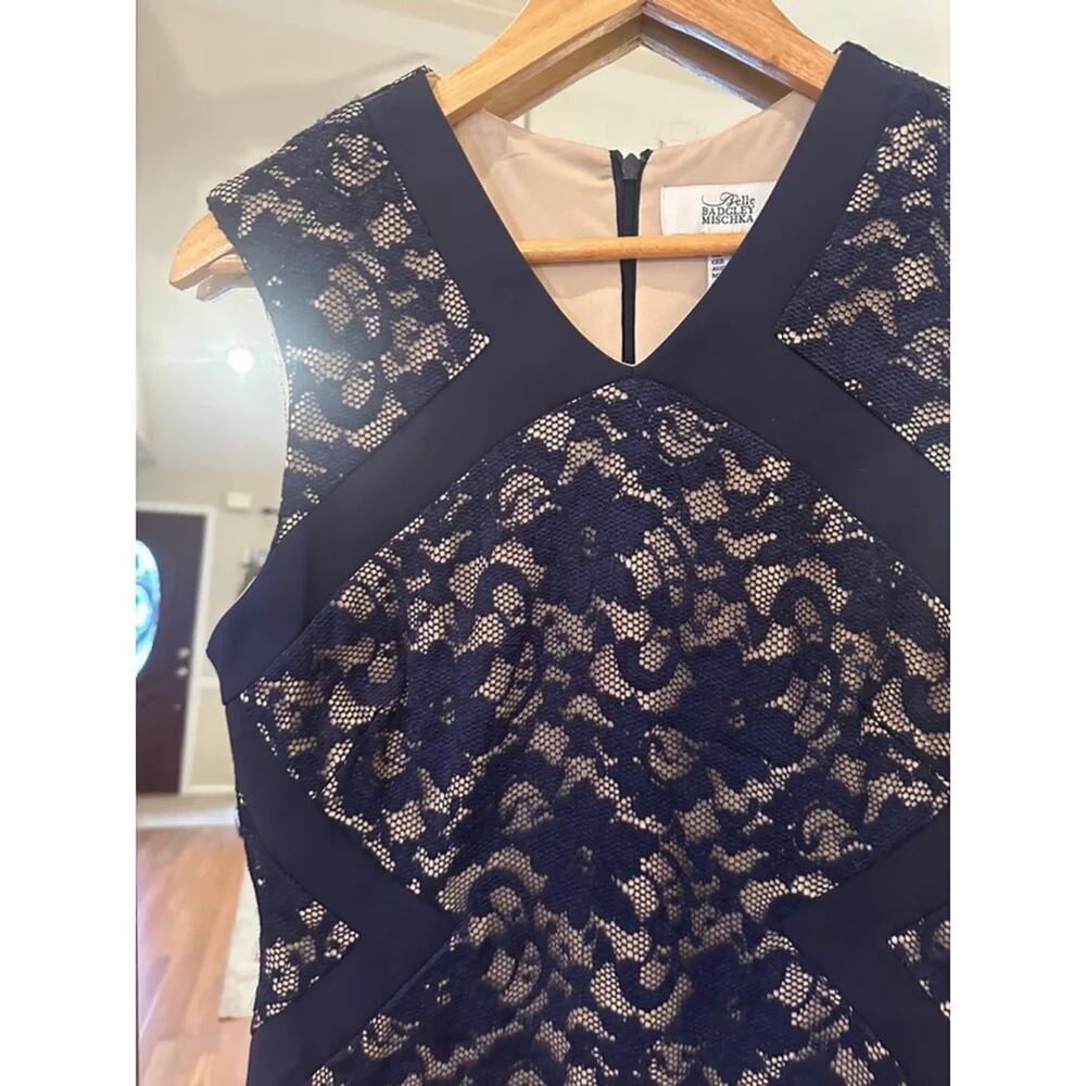 Women's Belle Badgley Mischka Lace Dress, Size Small Blue - Picture 4 of 7